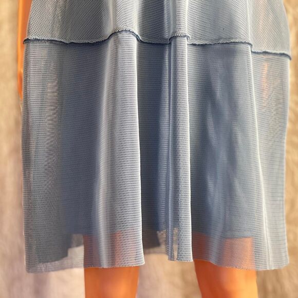 NWT KIIND OF Blue Mesh Overlay Futuristic Pannier Dress Ballerinacore‎ Size S - Picture 4 of 8